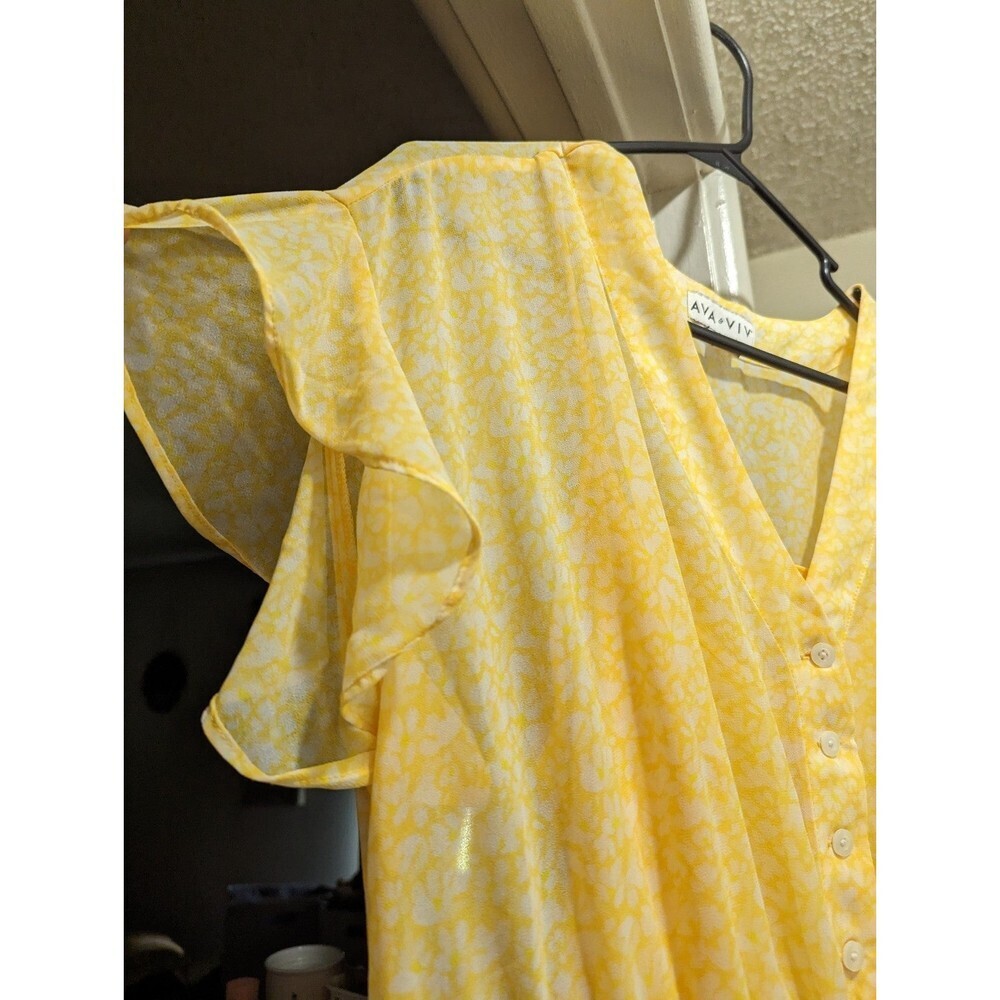 Ava & Viv 0x Flutter Cap Sleeve Maxi Dress Yellow… - image 6